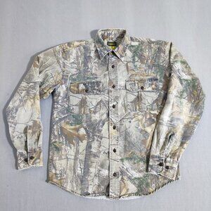 Cabela's button down men's shirt siz S grey brown tarnen Performanc wear outdoor